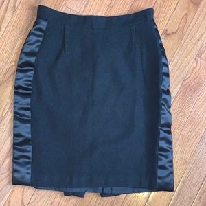 BCBG Wool pencil skirt with satin sides